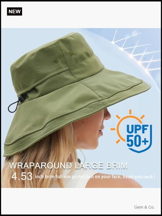 UV Protection Wide Brim Bucket Hat with Ponytail Hole Waterproof Foldable main image 5